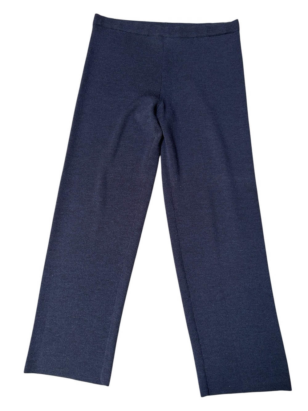 Vintage Eileen Fisher 100% Merino Wool Wide Leg Knit Sweater Pants Navy Medium - Picture 2 of 7
